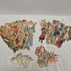 Vintage 1980 Die Cut Santa And Angel Christmas Ornaments By Merrimack, Eve, Etc